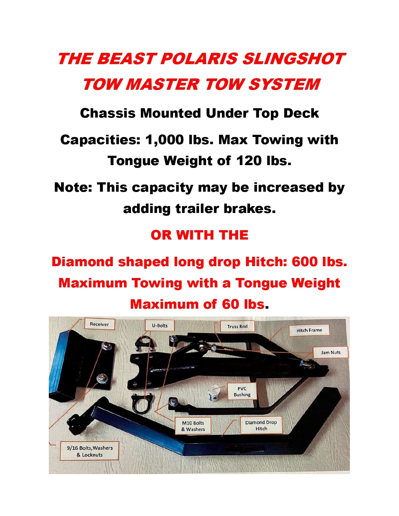 Polaris Slingshot Beast Tow-Master Hitch – USA Made, Fits 2015–2026- $70 OFF -OUR 7-YEAR ANNIVERSARY SALE USE DICOUNT CODE JULY 24 AT CHECKOUT