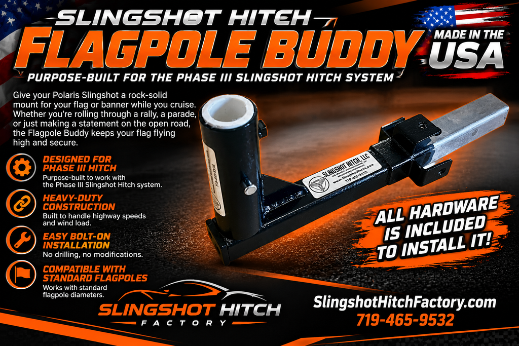 SOPORTE PARA ASTA DE BANDERA PERSONALIZADO HECHO EN EE. UU. SLINGSHOT HITCH