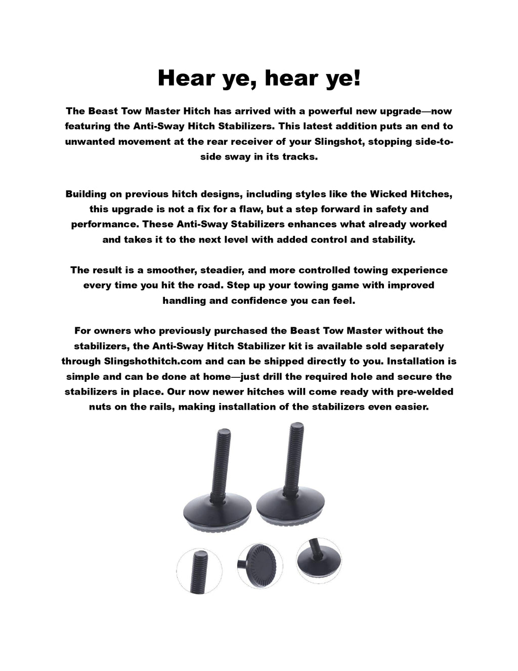 Beast Tow Master Anti-Sway Stabilizers – Sold in Pairs