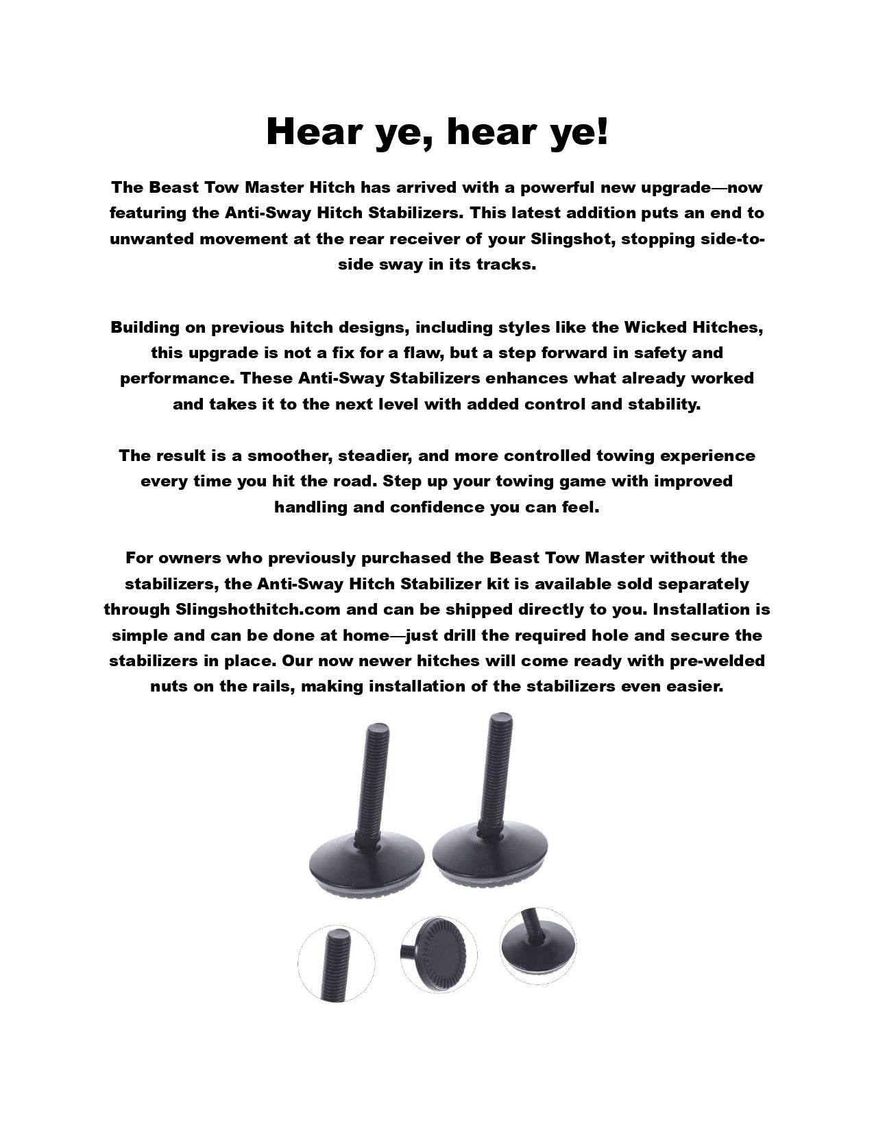 Beast Tow Master Anti-Sway Stabilizers – Sold in Pairs